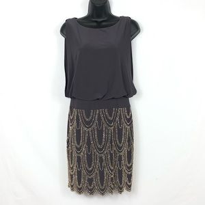 Cache Gold Beaded Cocktail Dress